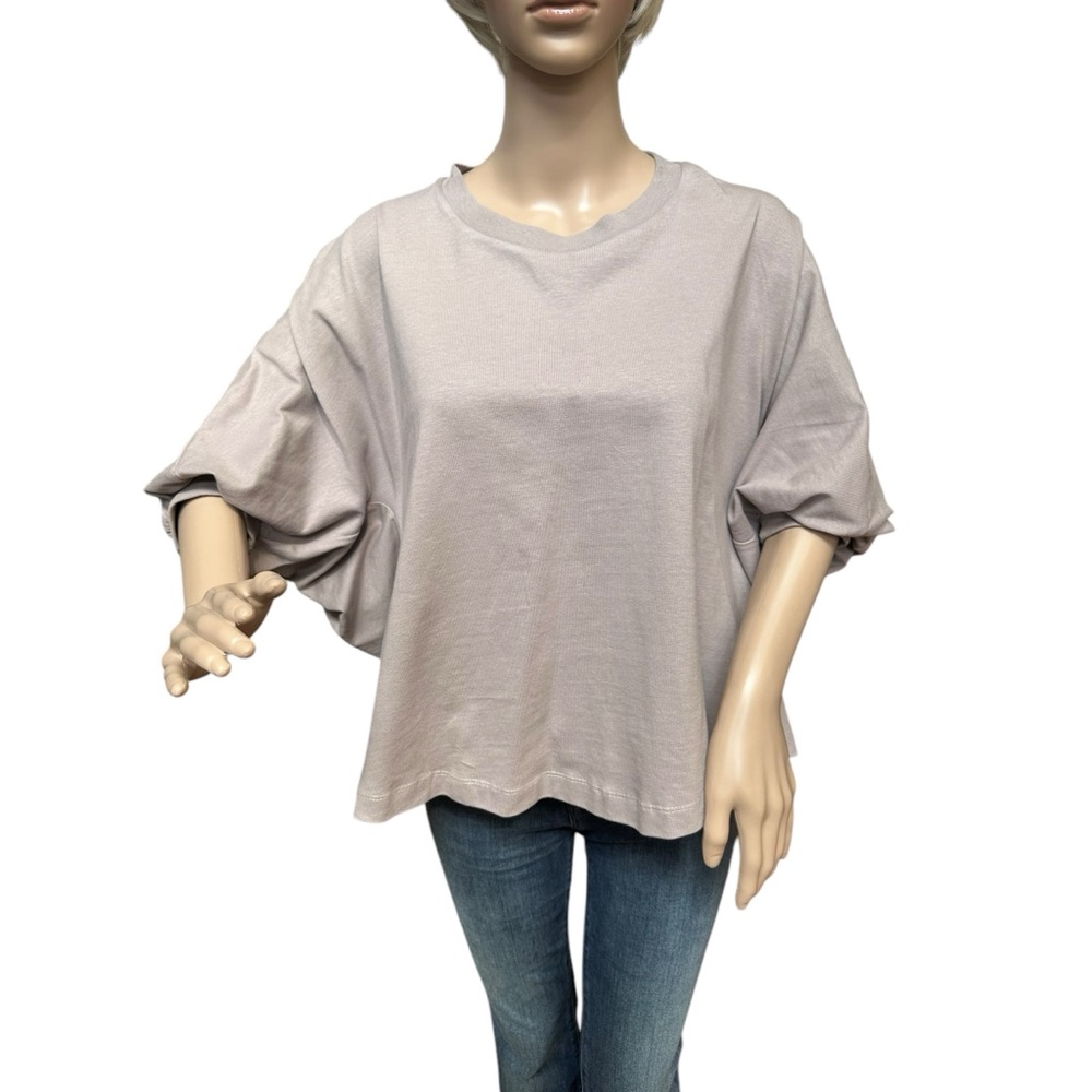 Zara Dropped Shoulder Batwing Sleeves Hi Low Cotton Top, NWOT, S